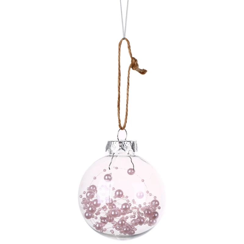 Рождественские украшения шар с жемчугом ротанга прозрачные подвесные Рождественские шары окно торгового центра украшения - Цвет: Pink