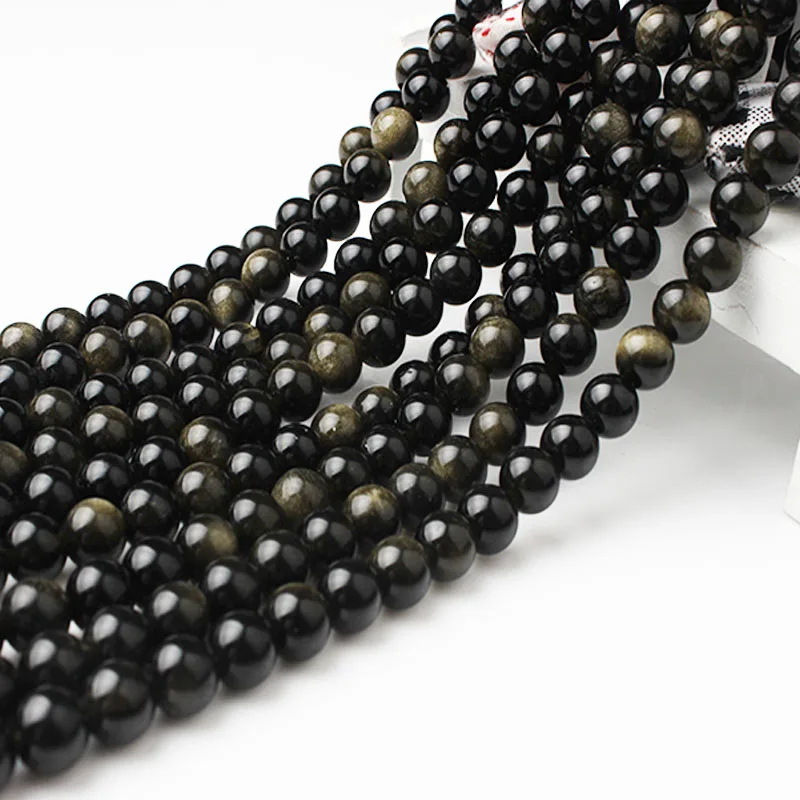 

LanLi 6 8 10 12mm fashion natural Jewelry OBSIDIAN stone scattered beads suitable for men and women's bracelet necklace makr