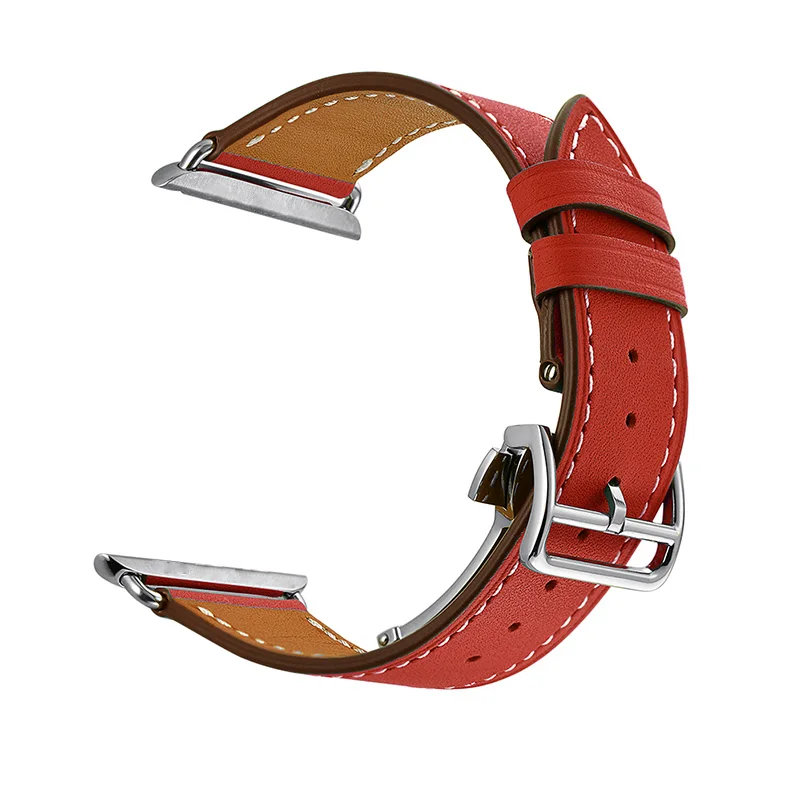 ALPQ роскошный ремешок из натуральной кожи для часов Apple Watch 4 3 2 1 браслет с застежкой-бабочкой для iWatch 44 мм 42 мм 40 мм 38 мм