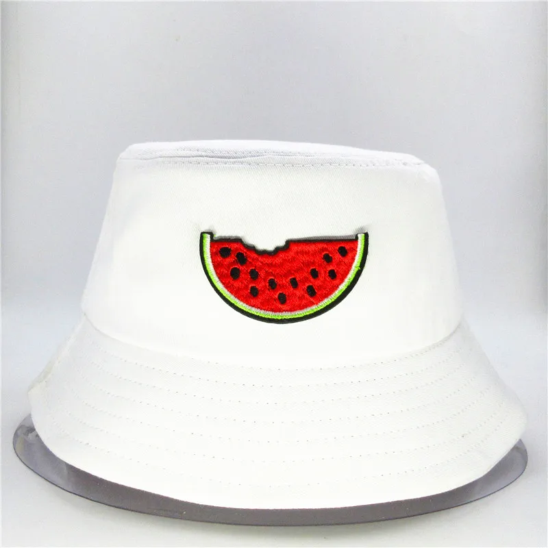 

Watermelon fruit embroidery cotton Bucket Hat Fisherman Hat outdoor travel hat Sun Cap Hats for kid men Women 225