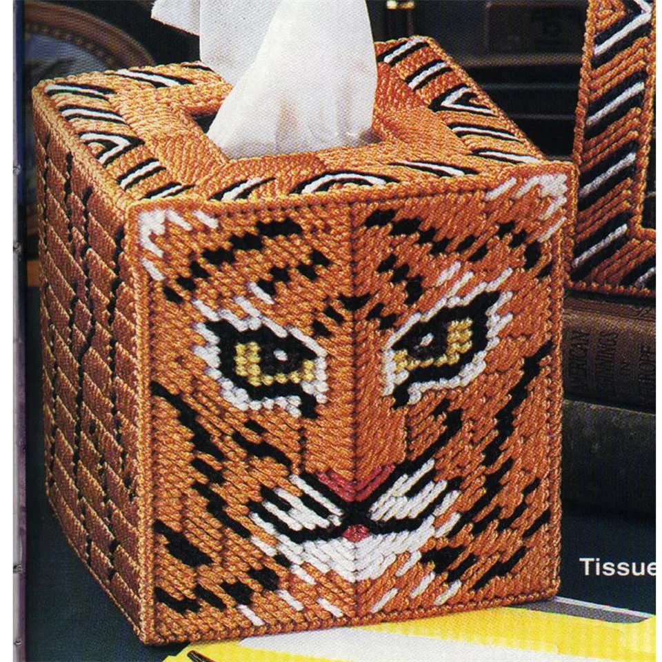 

A135 DIY 7ct Craft Stich Cross Stitch Needlework Embroidery Crafts Plastic Canvas Set Standard Tissue Box Cover Kit Package