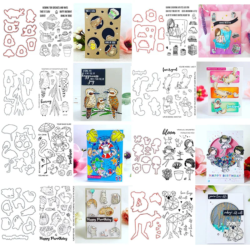 

Summer Sence Unicorn Bear Birds Koala kangaroo Animals Girl Fairies Stamps Cutting Dies for DIY Scrapbooking Craft Card 2020 New