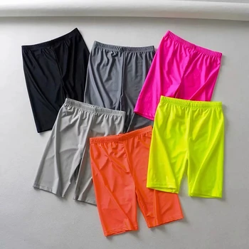 

Pink black reflective shorts womens elastic high waist shorts summer shorts streetwear sweatpants jogger punk biker shorts 2019