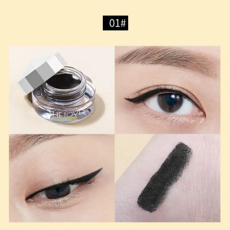 Черный водостойкий крем-подводка для глаз Make Up beauty Comestics стойкая гелевая подводка для глаз инструменты для макияжа теней с кистью