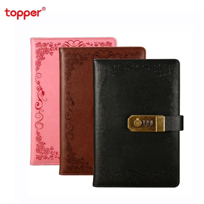 

A5 Retro PU notebook code book lock buckle diary hand account book vintage notepad school office supplies creative stationery