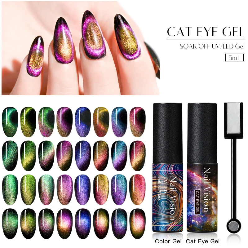 Nail Vision 7D кошачий глаз гель лак для ногтей Vernis Полупостоянный УФ лак для ногтей маникюрный гель для ногтей праймер верхнее покрытие гель лак