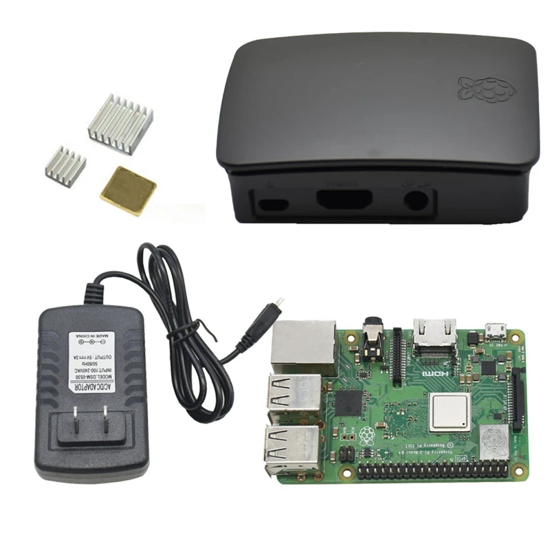 4 в 1 для Raspberry Pi 3 Model B+(Plus) с корпусом Abs, радиаторы+ 5 В 3A адаптер питания для Raspberry Pi 3B