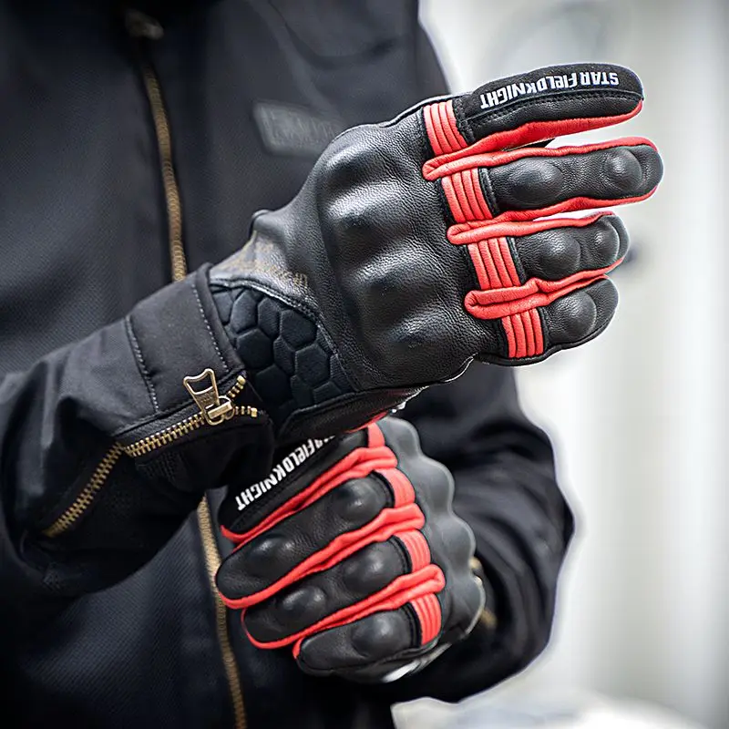 SFK Genuine Leather Goatskin Retro Motorcycle Gloves Full Finger Touch Screen Knuckle Protection motocross motorcycle accessory motorcycle gloves,leather motorcycle gloves