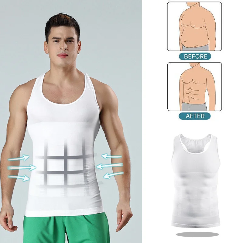 Men Slimming Underwear Body Shapers Tank Tops Waist Trainer Corset Vest Tummy Control Corrective Posture | Мужская одежда