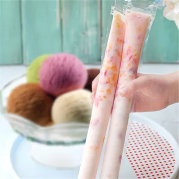 

100pcs/Pack Summer sicles Bags Plastic Pop Ice Mold Freezer Cream Making Forzens Sucker DIY Yogurt Drinks Lolly Maker