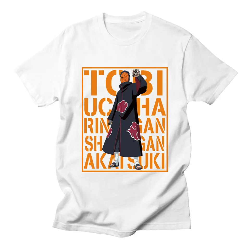 Футболка с Наруто мужские хлопковые топы Sasuke Itachi Madara Obito аниме повседневные