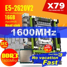 Atermiter X79 X79G Motherboard LGA2011Combos E5-2620 V2 E5 2620 V2 CPU 4pcs x 4GB = 16GB DDR3 RAM 1600Mhz PC3 12800R Dissipador de Calor