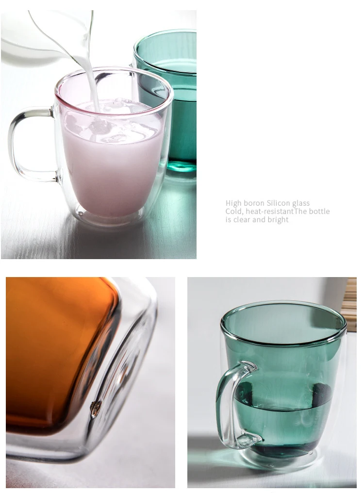 Высокая емкость, стеклянная чашка с двойными стенками, пивная кофейная чашка, термостойкая кружка для напитков, чайные кружки, прозрачная посуда для напитков