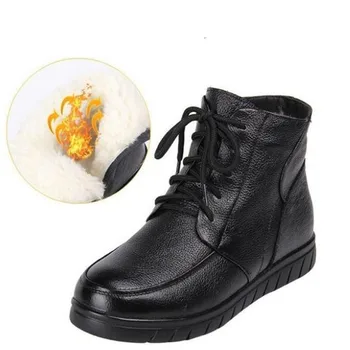 

2019 Best-selling New Fashion Warm Comfort Cowhide Wool Boots Snow Boots Flat Non-slip Soft Real Leather Boots Women Shoes Boots