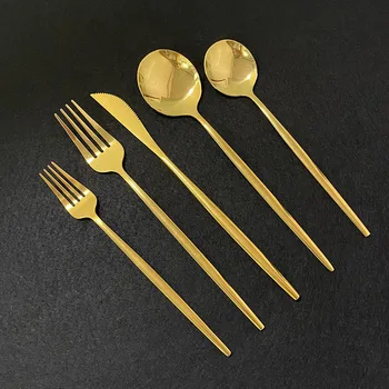 

Dinnerware Set 20Pcs Gold Cutlery Set 18/10 Stainless Steel Dinner Fork Knife Spoon Fork Kitchen Dinner Set Dishwasher Safe