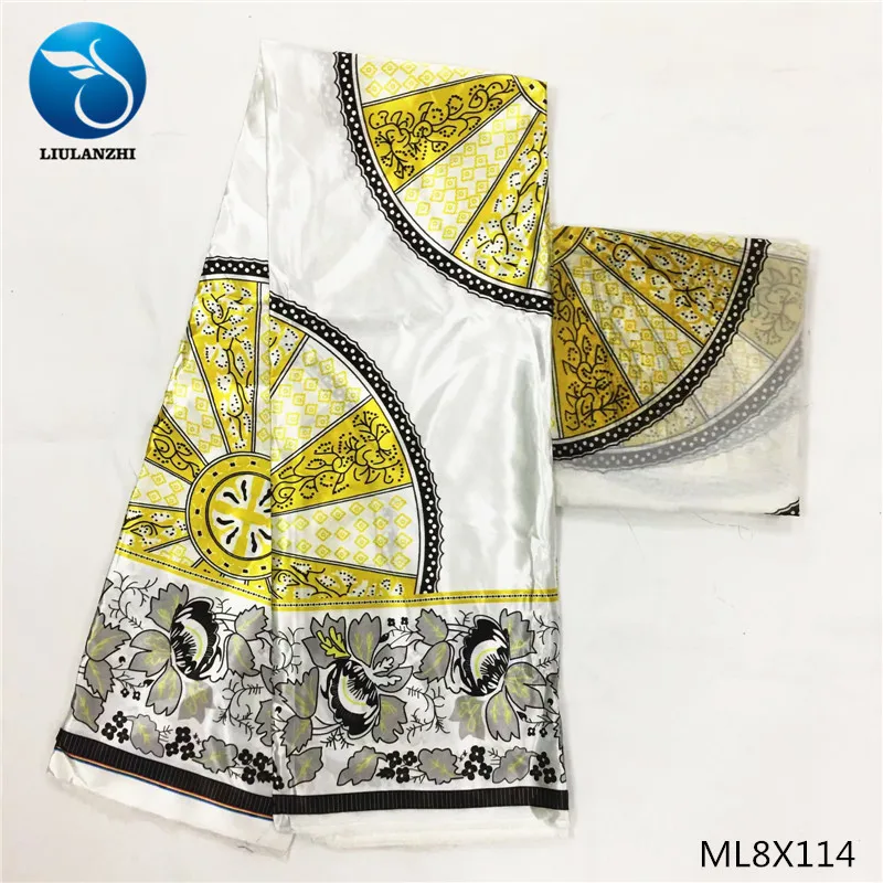 ML8X114 LIULANZHI африканская атласная ткань нигерийская горячая распродажа атласная ткань принты полиэстер атласная ткань для женщин 4+ 2 ярдов ML8X112 - Цвет: ML8X114
