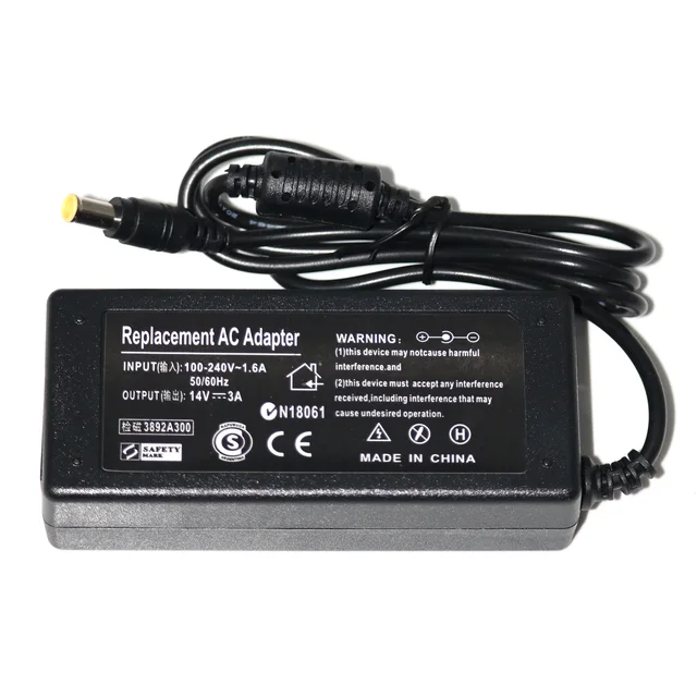 14V 3A 42W Adapter for Samsung Monitor SyncMaster S22C300H P2770 SA350 UE590 S27D360H UN22F5000AF S27B350H S27E390H Power Supply 5