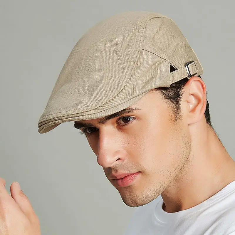 Men's British Ivy Cap Fashion Big Head Spring and Summer Leisure Beret Male Solid Cotton Newsboy Hat 55-60cm casual hat beret hat newsboy cap newsboy hat