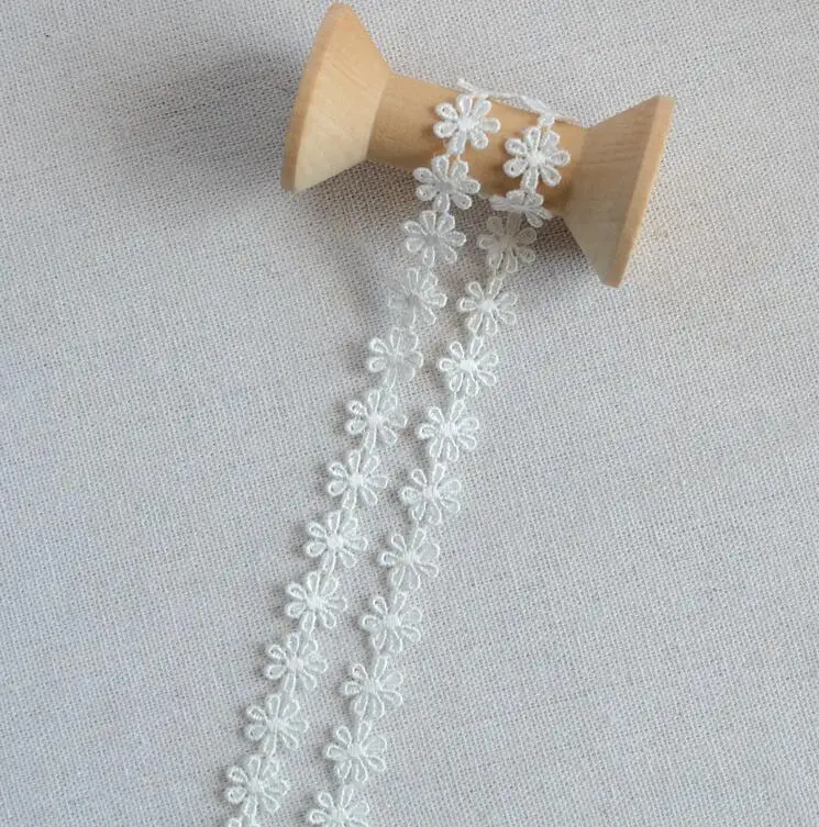 Lace Sewing Accessories 5 Yards Daisy Flower Lace Trim Embroidery Applique Polyester Trimming Sewing Crafts 1.2cm