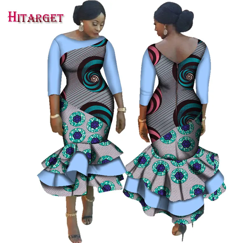 Новинка Дашики Африканский Базен Riche платья для женщин каскадные гофрированные платья Vestidos размера плюс африканская женская одежда WY2518 - Цвет: 19