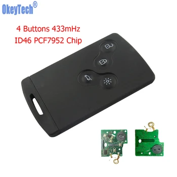 

OkeyTech 4 Buttons Remote Car Key Car For Renault Megane Scenic Laguna Koleos Clio 433mHz ID46 PCF7952 Chip Uncut Blade With PCB