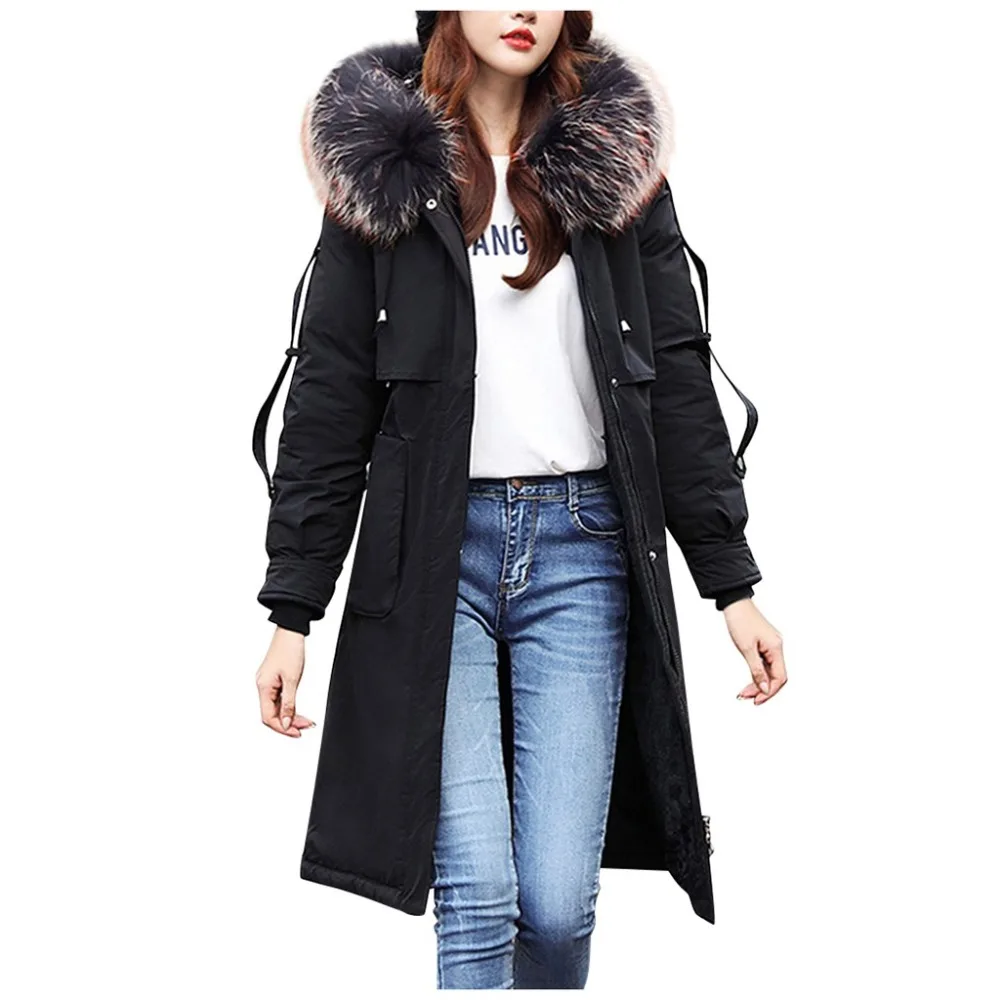 Diwish, зимняя куртка, Женское пальто, одежда с капюшоном, Женская Длинная Верхняя одежда, подкладка из овчины, большой воротник, хлопковое пальто
