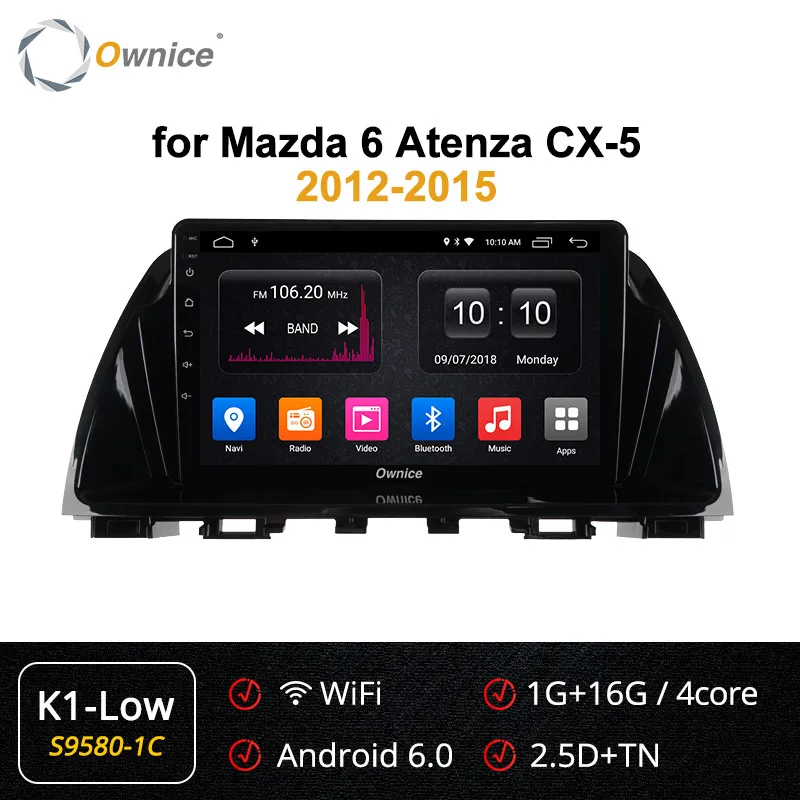 Ownice Android 9,0 автомобильный мультимедийный плеер стерео для Mazda 6 Atenza CX-5 2012- gps навигация 4G DSP 360 Pano ram a 4GB ram - Цвет: S9580-1 K1 LOW