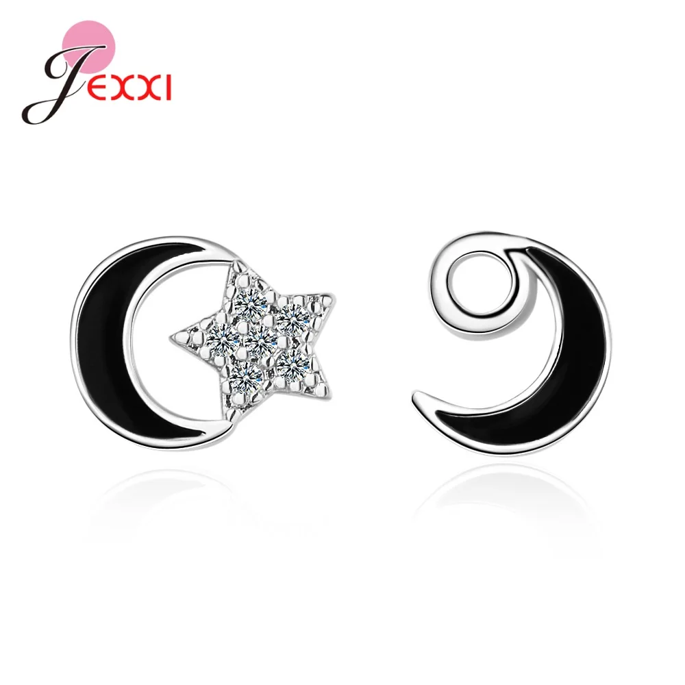 

Серьги-гвоздики женские Асимметричные из серебра 925 пробы с цирконом