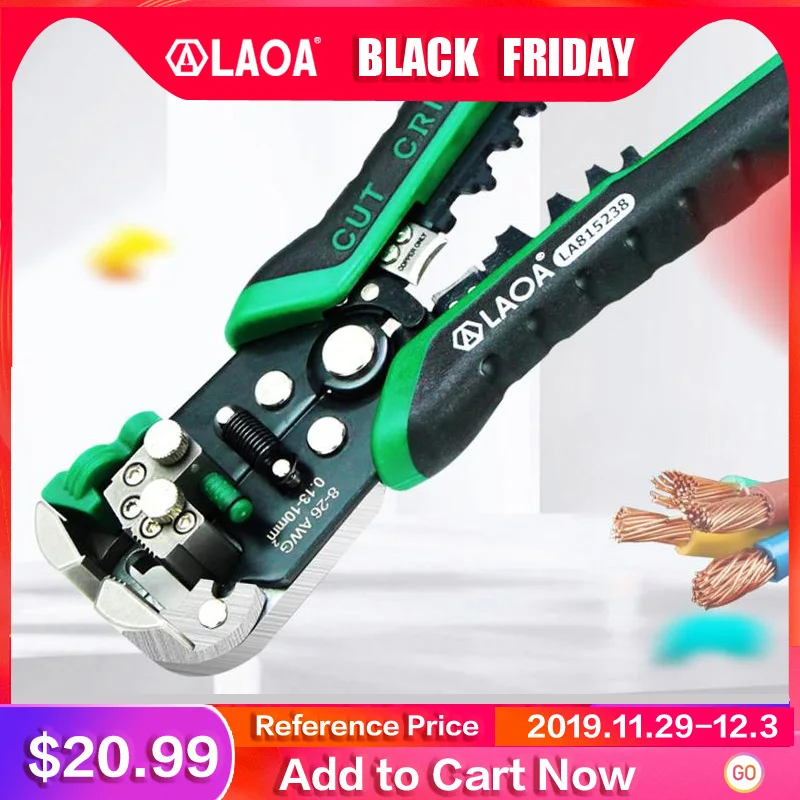 Najtaniej LAOA automatyczne szczypce do zdejmowania izolacji narzędzia przecinak do drutu szczypce elektryczne ściąganie izolacji z kabla narzędzia dla elektryka Crimpping Made in Taiwan