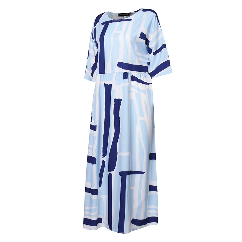 ZANZEA Women Long Maxi Dress Bohemian Vestidos Summer Sundress Vintage Printed Beach Vestidos Elegant Kaftan Robe Plus Size