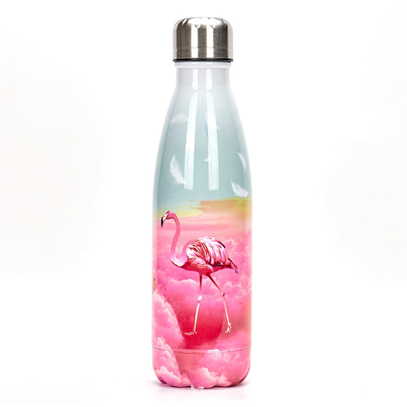 New Flamingo Floral Water Bottle BPA free Stainless Steel Thermos Bottle Gym Sport Travel Insulated Cup Mug Christmas Tumbler