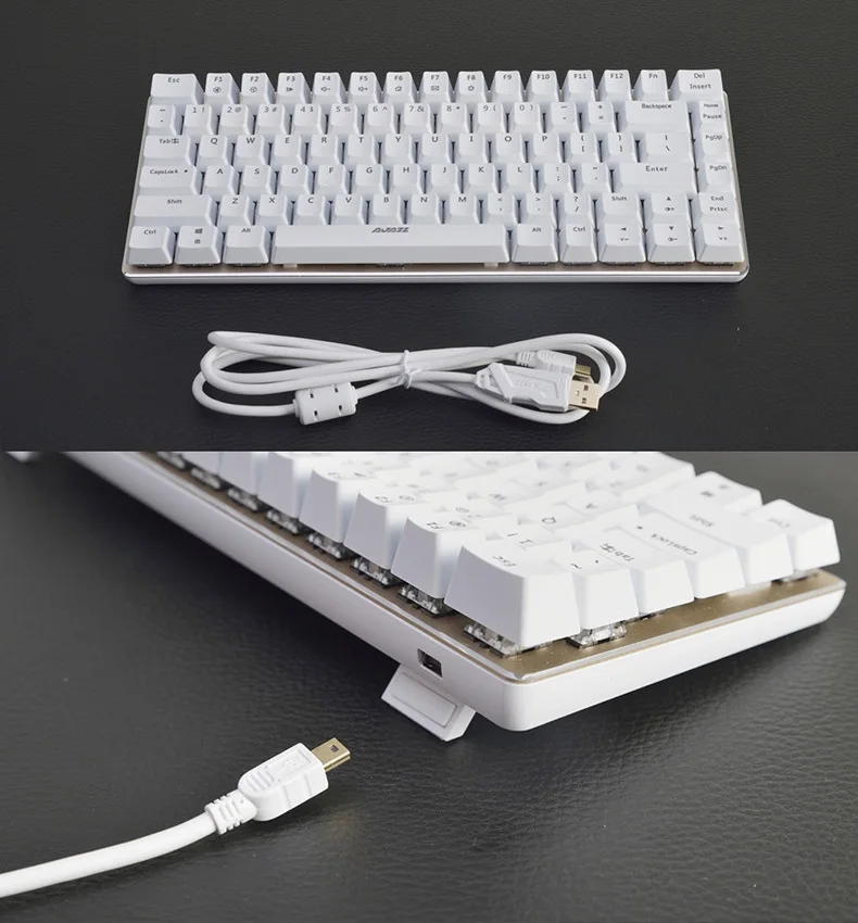 Ajazz AK33 DIY 82 ключ сплав панель USB Проводная Подсветка Mechanica клавиатура синий/черный ось со съемным кабелем