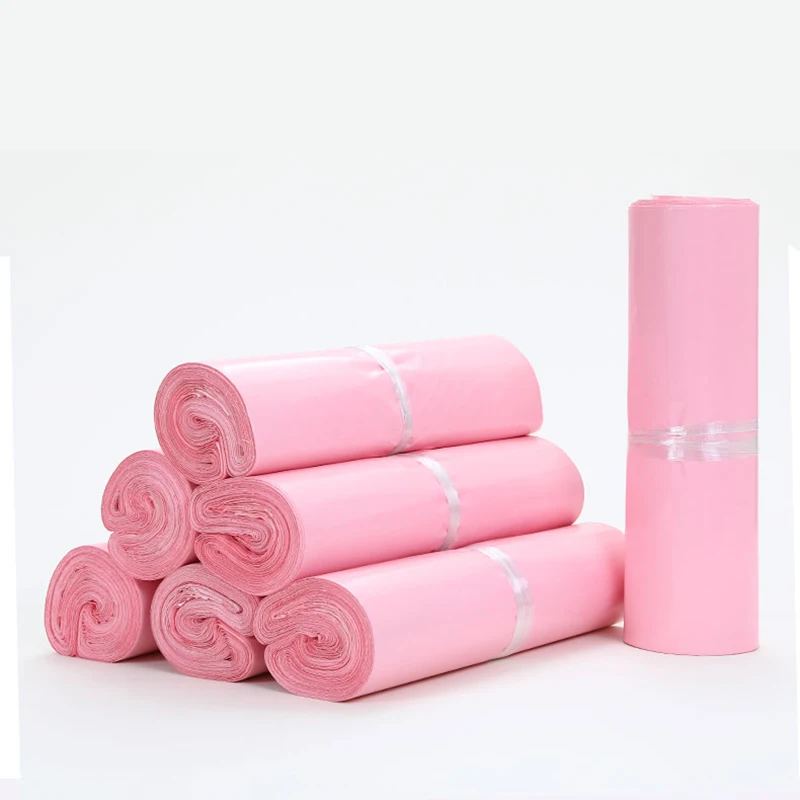 50Pcs/Lot Pink Translucent Courier Packing Bags Thicken Storage Bag Waterproof Bags PE Material Envelope Mailer Postal Mailing