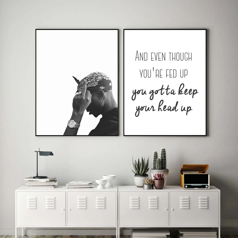 Tupac Shakur Black White Photography Canvas Art Prints Rap Poster Modern Hip Hop Music Lyrics Wall Pictures Living Room Decor Painting Calligraphy Aliexpress