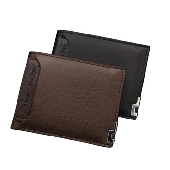 

New men's wallet short multi-function fashion casual iron edge card decker men black multi-card wallet