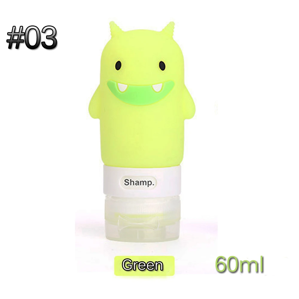 Type1-60ml green 60/80/90 мл Еда из пищевого силикона бутылки косметический шампунь для геля и лосьона для душа суб-розлива трубка мило путешествия Squeeze пустая бутылка - Цвет: Type1-60ml green