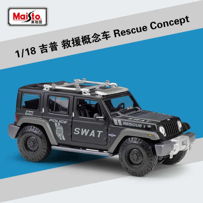 Maisto 1:18 Jeep Rescue Concept, coche de policía de simulación de