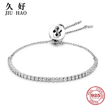 

925 Sterling Silver Charm Sparkling eight and heart zircon Bead Bracelets diy for fashion jewelry womens accessories trendy 2018