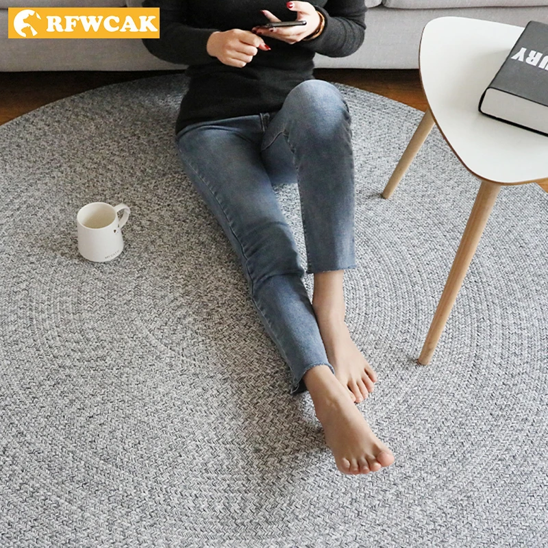 

Cezanne new products simple Nordic ins wind grey cotton linen carpet net red round living room tea table bedroom bedside blanket