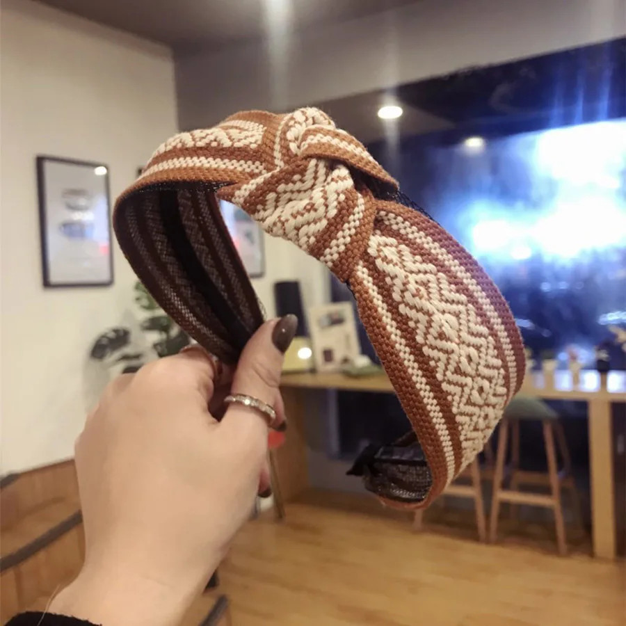 Haimekang новые ретро повязки для волос лента завязанная широкополая обруч на волосы головной убор для женщин модные аксессуары для волос