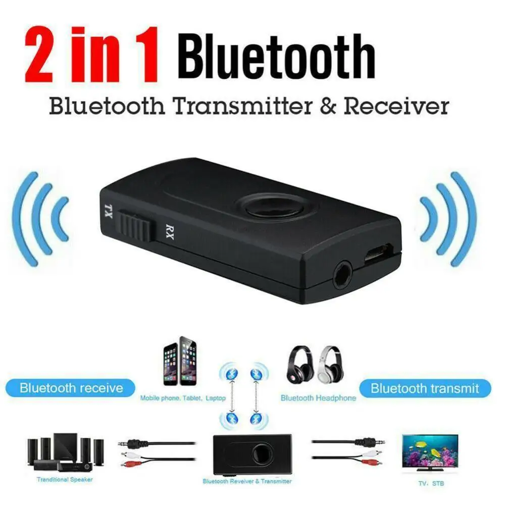 

Universal 2 in 1 Bluetooth V4.2 Transmitter Receiver Wireless A2DP 3.5mm Stereo Audio Music Adapter with aptX & aptX Low Latency