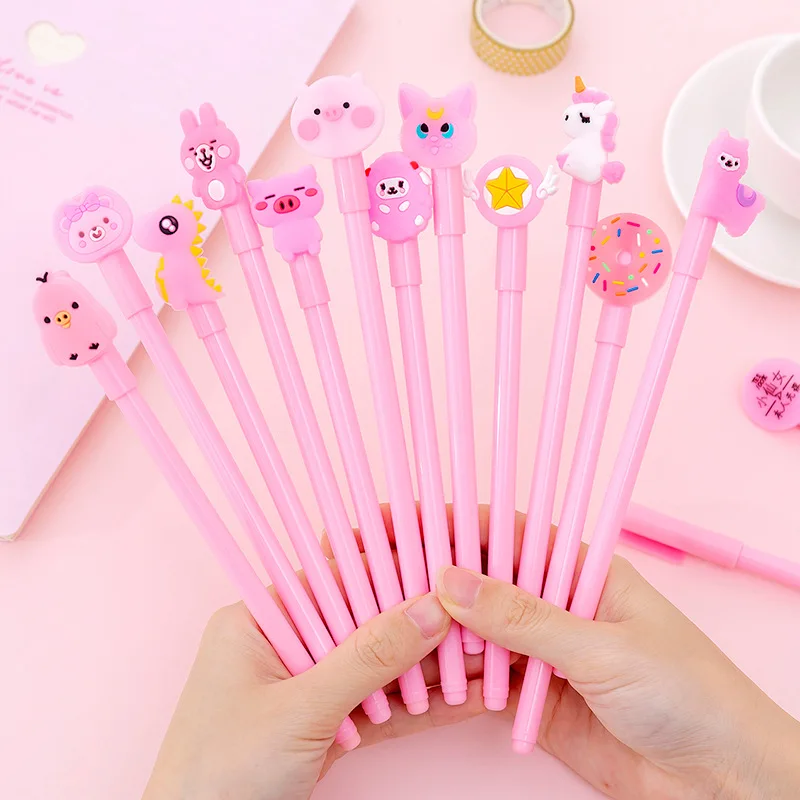 

1 pcs Cute Cartoon Gel Pen Kawaii Pink Unicorn Animal Pens Black 0.38 mm Lovely Stationery Shool Office Supply Gift for Kids