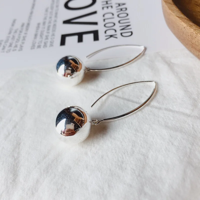 

Fashion Personality Simple Temperament Long Ball Earrings MeibaPJ Real S925 Sterling Silver Exquisite Gift Party Jewelry