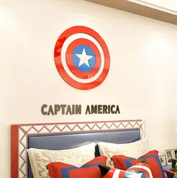 Капитан Америка Супергерой Акриловые Хрустальные стикеры Настенные Акриловые Настенные подвесные для прохладной детской комнаты