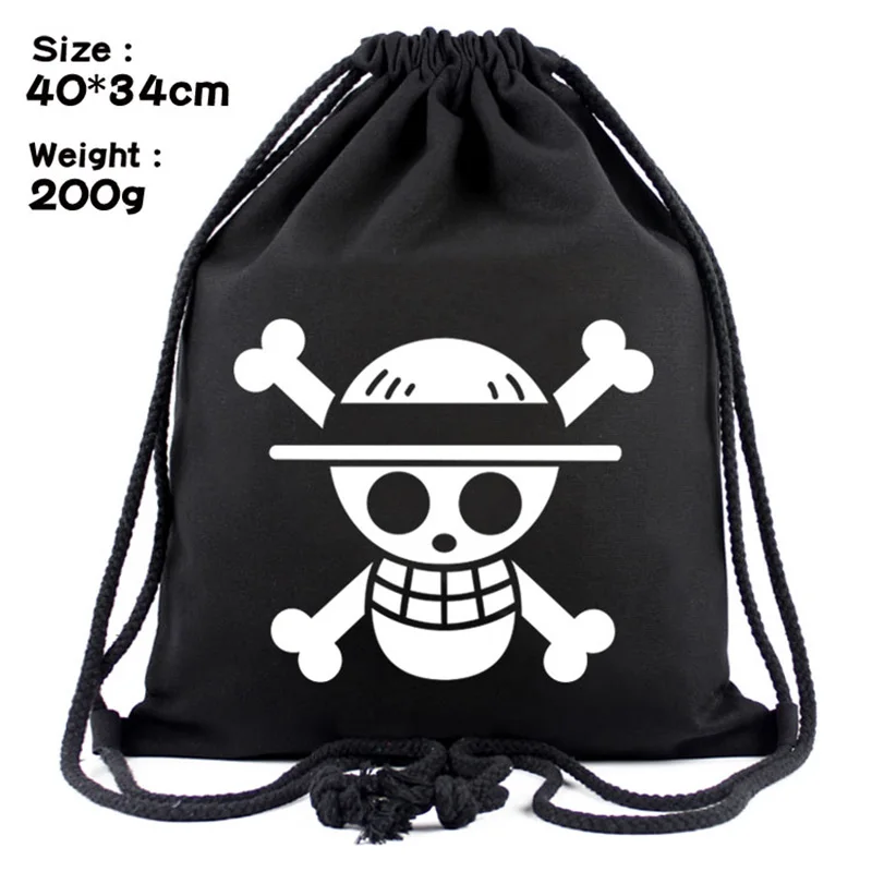 

Sports Waterproof Canvas Drawstring Bag Japanese Anime One Piece Printing Logo Backpack Bags Students Boy Girl Drawstring Pouch