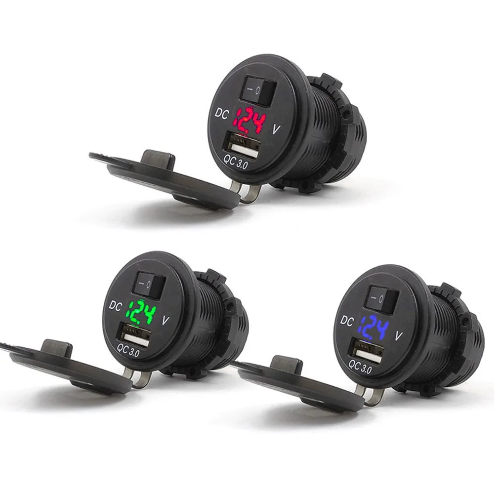 12 V/24 V мотоциклов Зарядное устройство 5V 3.1A QC 3,0 Переходник USB для зарядки в машине светодиодный вольтметр цифровой Дисплей мотоцикл Accessries