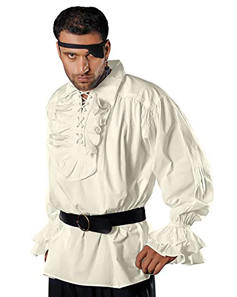 Makkrom Mens Ruffled Renaissance Shirts Steampunk Medieval Pirate Halloween Costume Cosplay Tops 