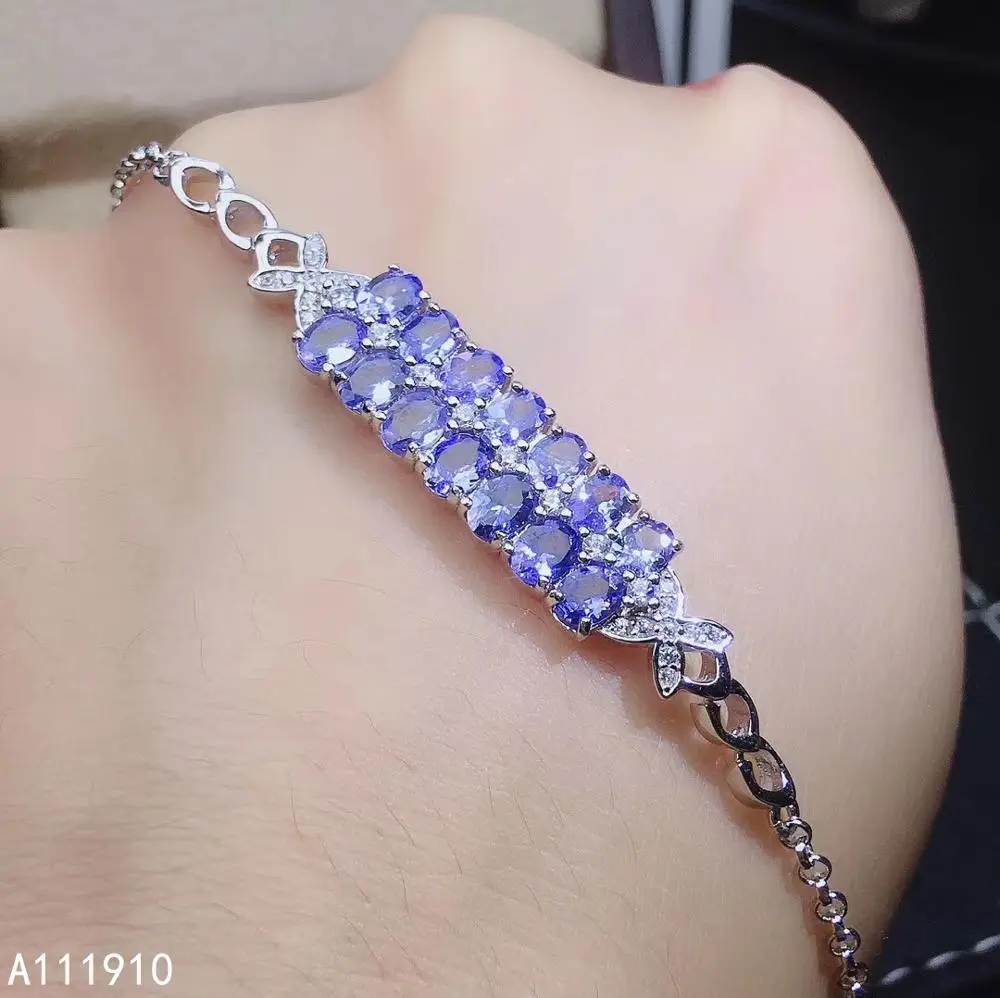 

KJJEAXCMY fine jewelry 925 sterling silver inlaid Natural Tanzanite trendy ladies Bracelet support detection fashion