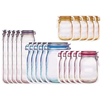 

Mason Jar Zipper Bags Snack Sandwich Zipper Closure Bags Reusable Airtight Seal Storage Bags Leakproof Food Saver Bags for Trave