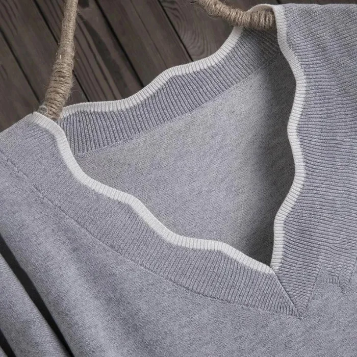 Горячая Распродажа женский ассиметричный Вязанный свитер с длинным рукавом милый пуловер осень зима теплые свитера одноцветные облегающие Топы